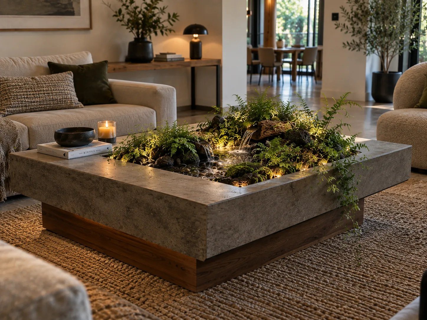Mesa lounge YOLO SERENITY con jardín vivo para sala de espera y recepción